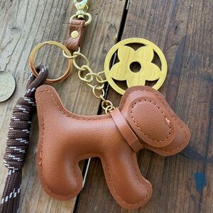 Doggie keychains on paracord with cute dog charms similar to the white dog. .
